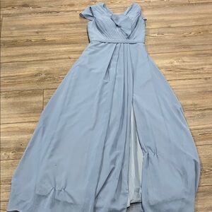 Flowing Light Blue Maxi Dress with Pleated Bodice